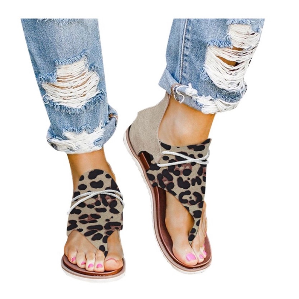 Flat Leopard Print Sandals